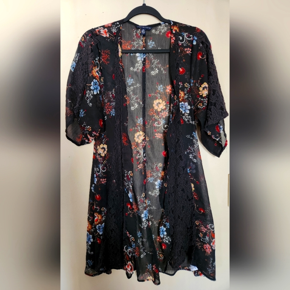 American Eagle sheer open front cover up